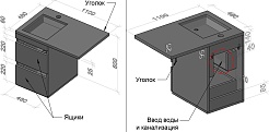 Style Line Тумба с раковиной под стиральную машину Даллас 110 R Люкс Plus подвесная серая – фотография-8